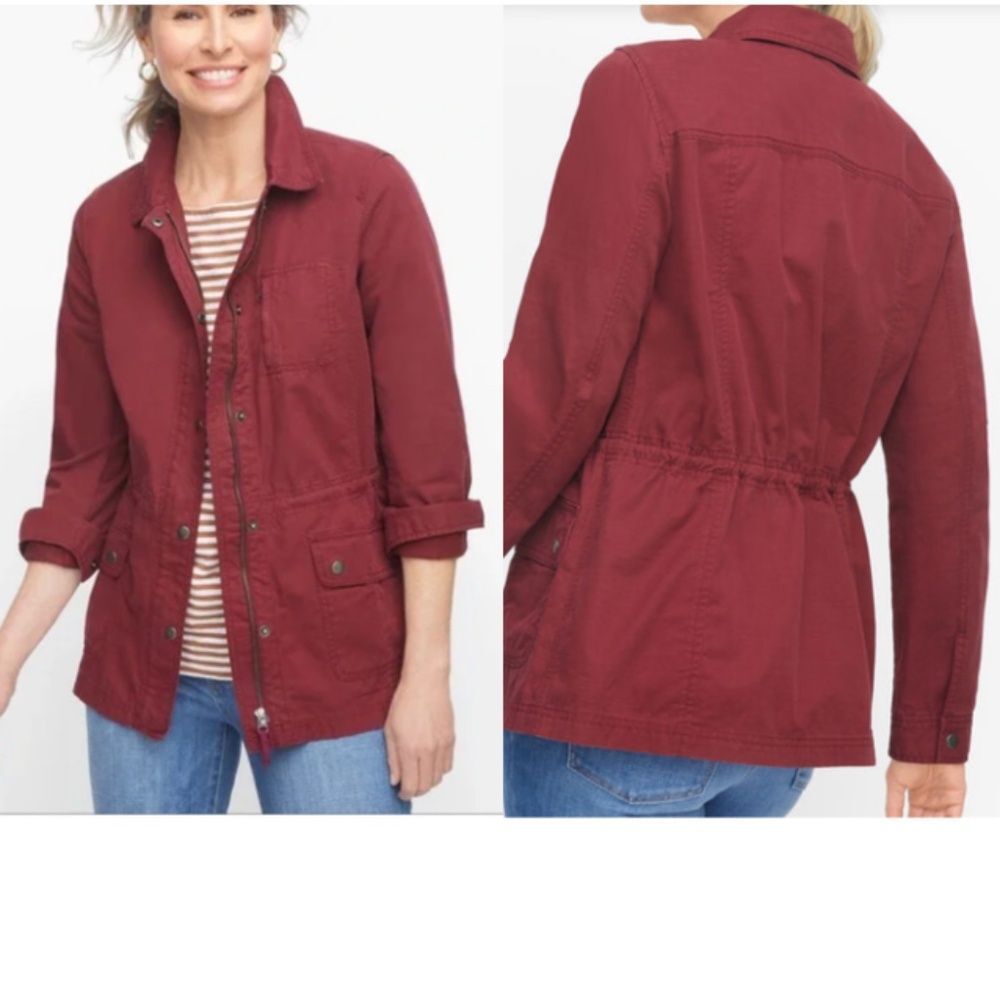 Talbots Safari Jacket Twill in Burgundy (2X)